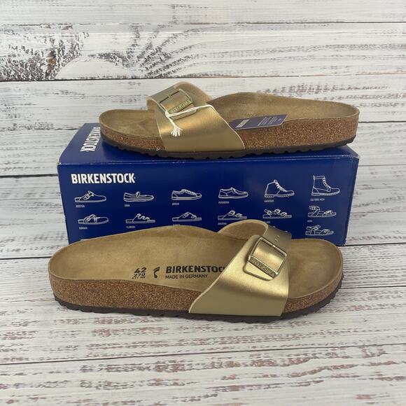 Birkenstock Madrid BS Men 11 Narrow Slide Sandals Gold Metallic main image 5